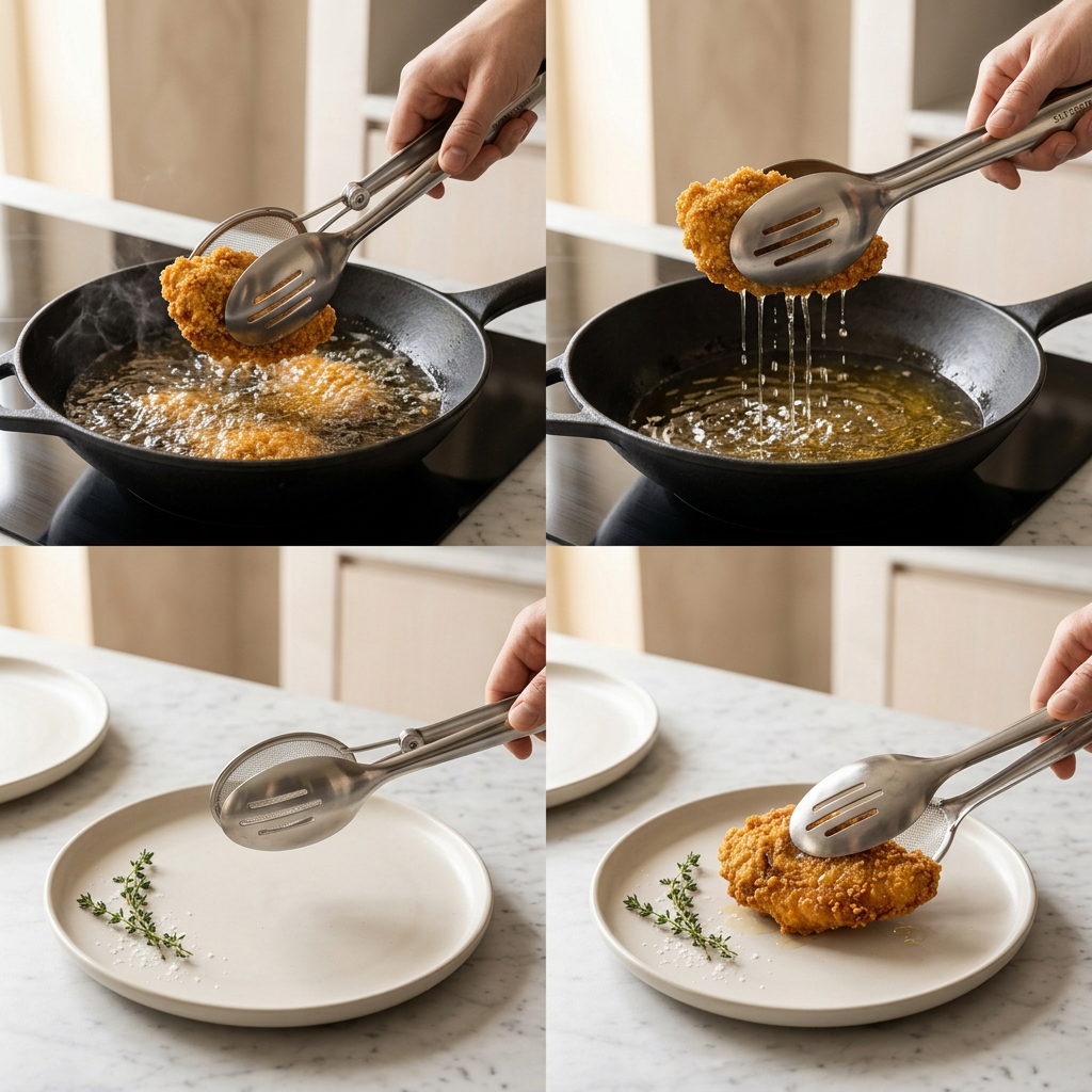 2-in-1 Frying Tong - Action Shot