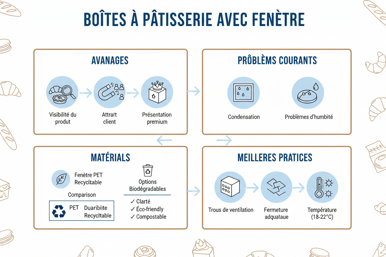 Infographie boîtes pâtisserie avec fenêtre
