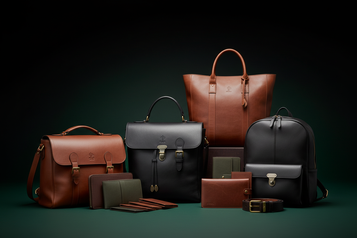 Колекция аксесоари на черно-зелен фон