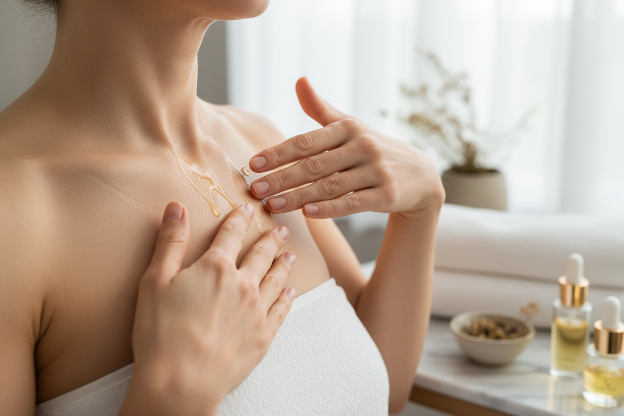 Mature skin oil application