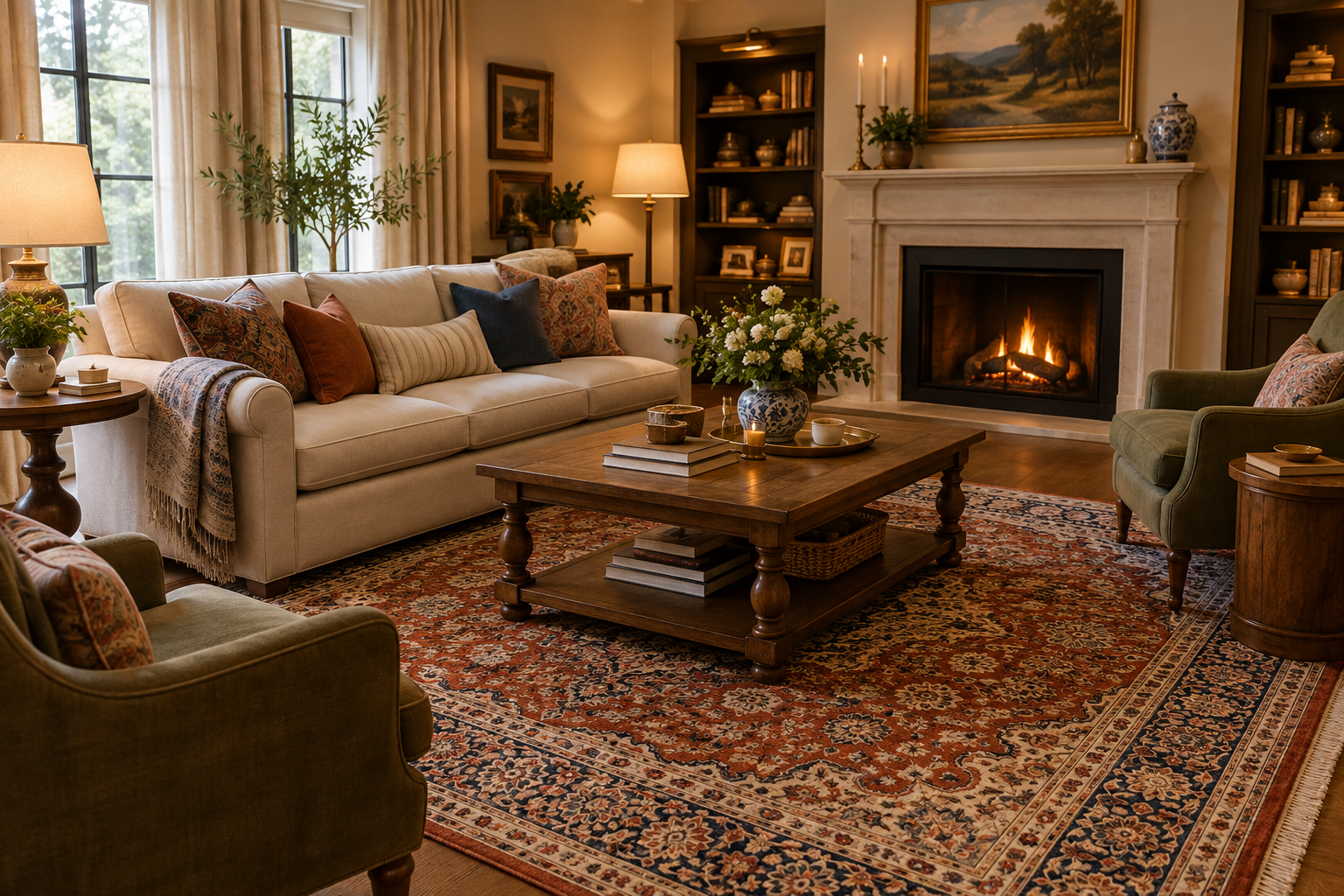 Rug with furniture placed on it in a living room