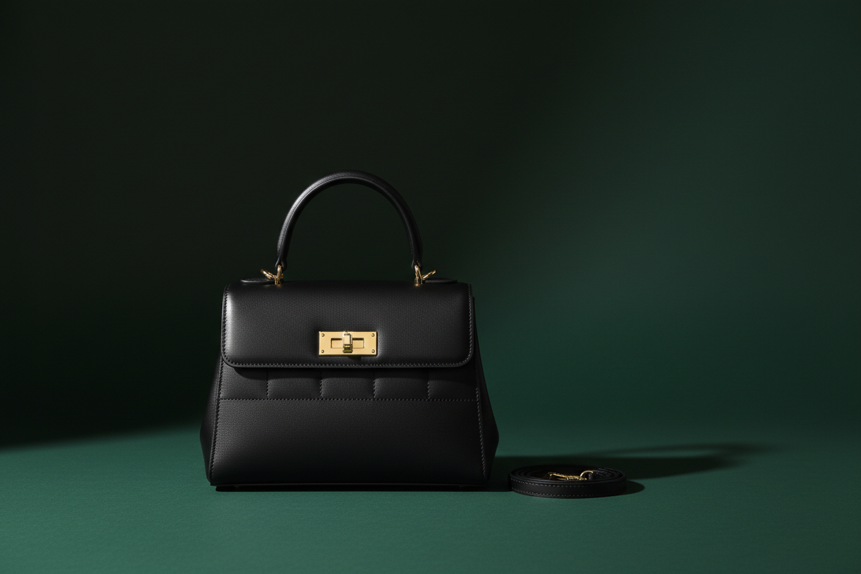 Чанта на тъмнозелен фон